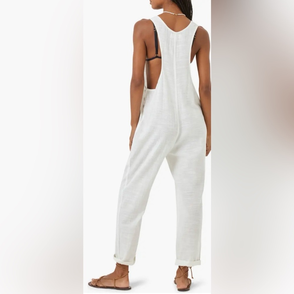 LSPACE NEW freya 100% cotton cover-up jumpsuit -cream -medium - Picture 2 of 4